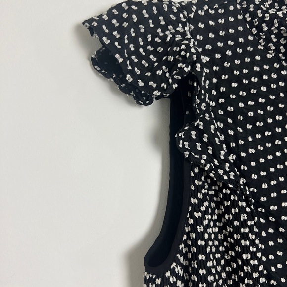 Kate Spade New York Smocked Clip Swiss Dot Mock Neck Flutter Midi Dress Size 6 - Picture 7 of 12